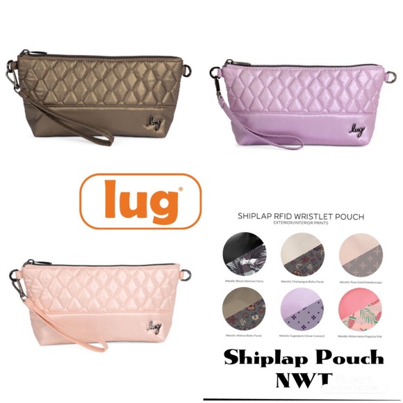 Lug Shiplap RFID Wristlet Pouch Metallic Sugarplum NWT - Picture 1 of 16